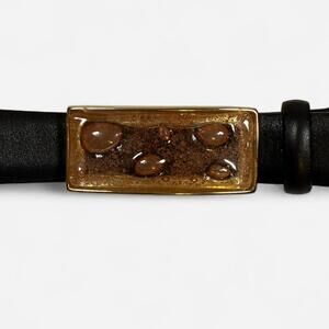 Qualheim Bollorini Leather Belt Women’s Medium Fused Glass Buckle Italy